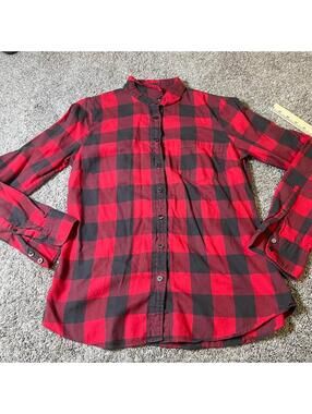J.Crew Women’s Red Black Plaid Buffalo Check Flannel Shirt size Small